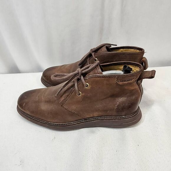 Sebago Smyth Dark Brown Leather Lace Up Reese Chukka Boots Mens Size 7M - Picture 4 of 8